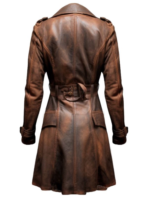 Women Brown Vintage Leather Coat – Classic Vintage Elegance