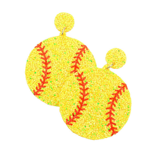Felt Back Softball Sequin Dangle Earrings