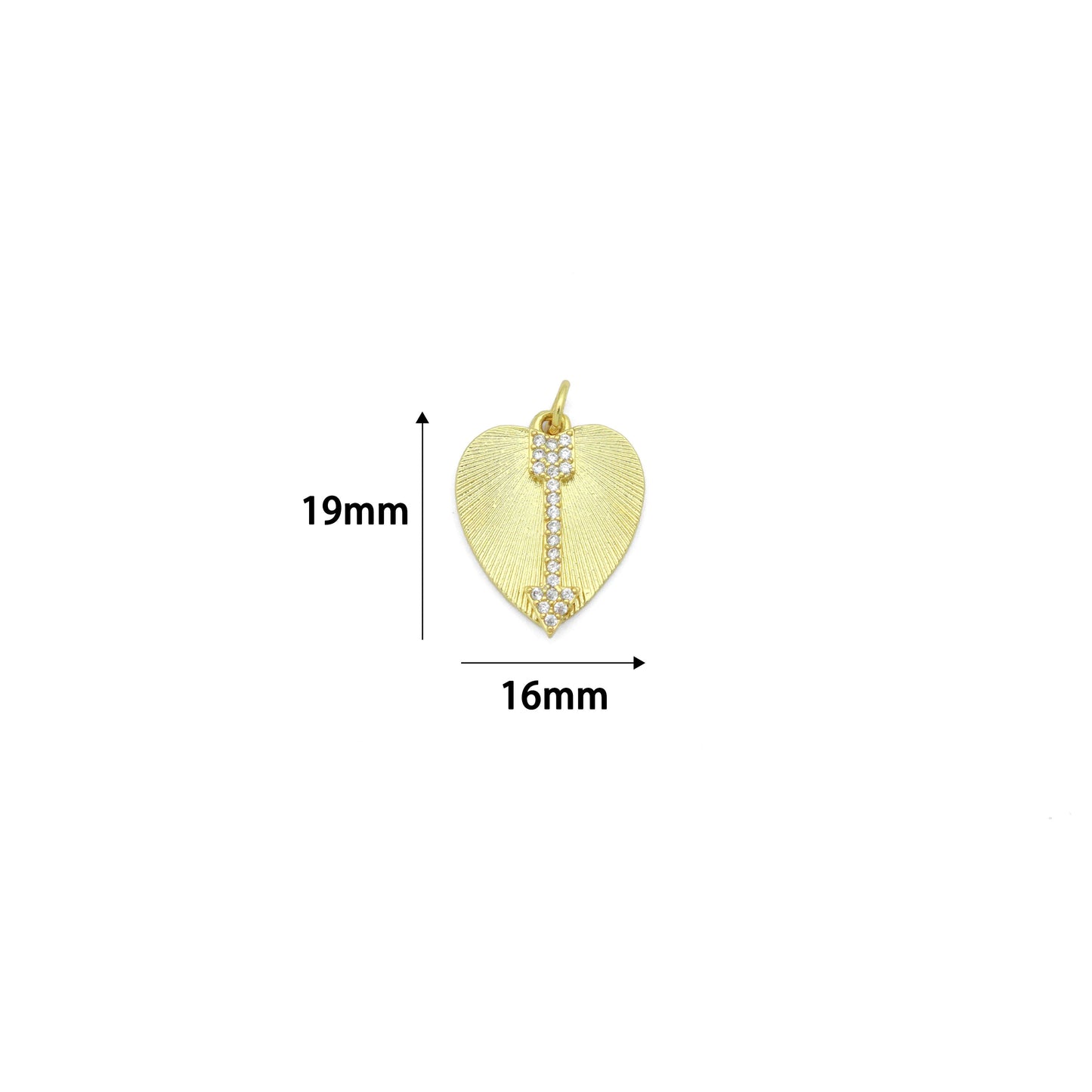 CZ Arrow On Heart Charm, Sku#Z1436
