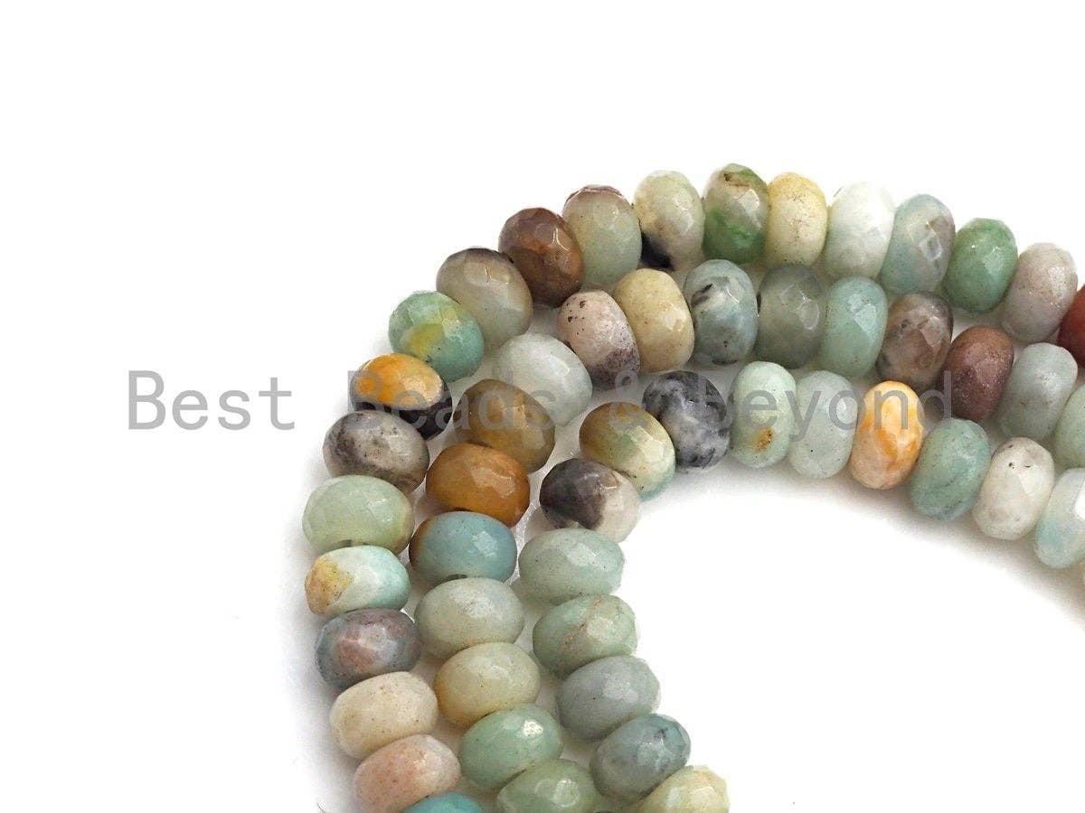 2mm Large Hole Natural Amazonite Beads, Rondelle Faceted 6x10mm, SKU#U709