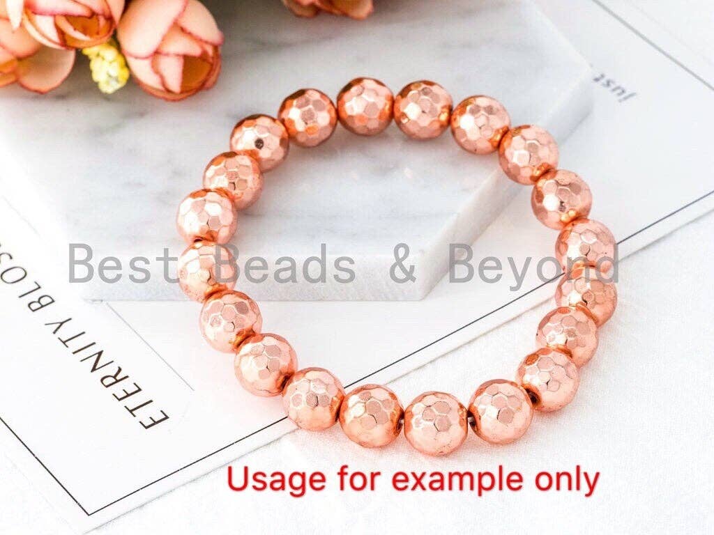 Natural Rose Gold Copper Color Hematite-3mm/4mm/6mm/8mm/10mm/12mm Round Faceted Beads-15inch FULL strands, sku#S65