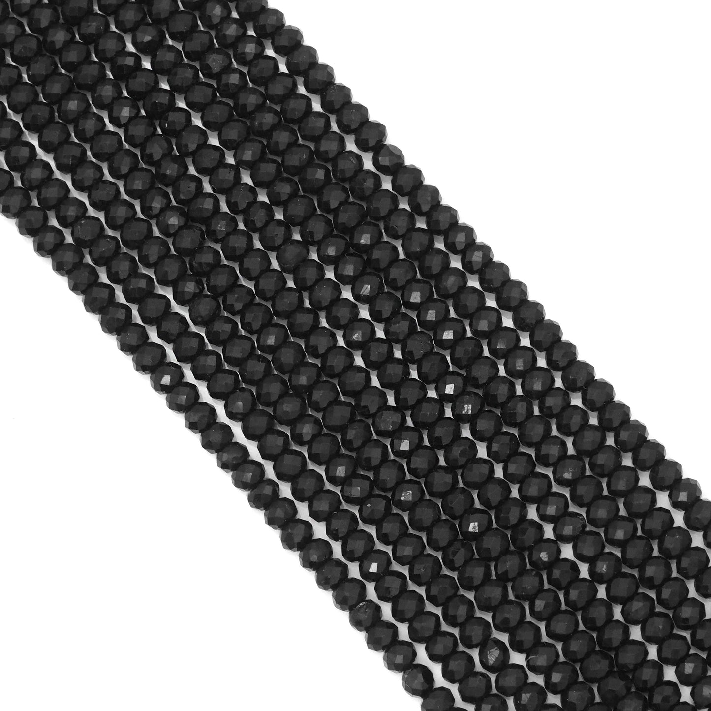Genuine Black Tourmaline Faceted Rondelle Beads, Sku#U1661