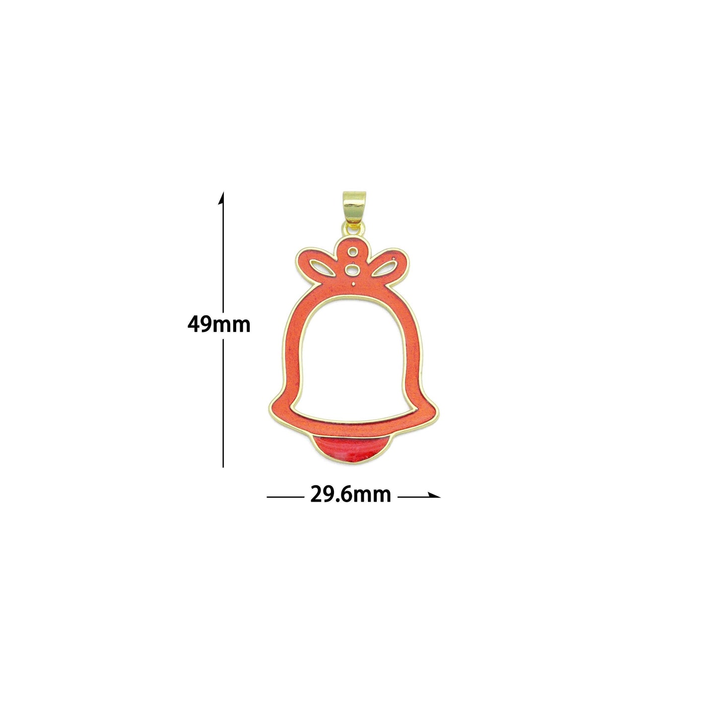 Red Enamel Gold Christmas Bell Charm Pendant,Sku#LK1208
