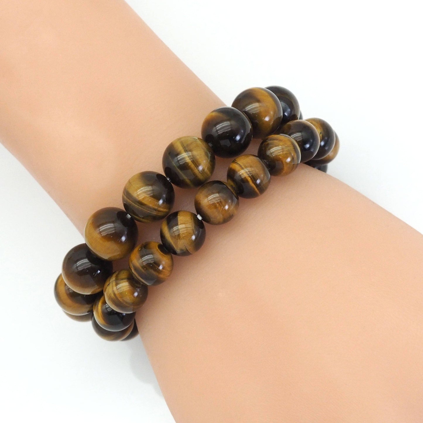 AAA Yellow Tiger Eye Round Smooth Stretchy Bracelet, Sku#EF403