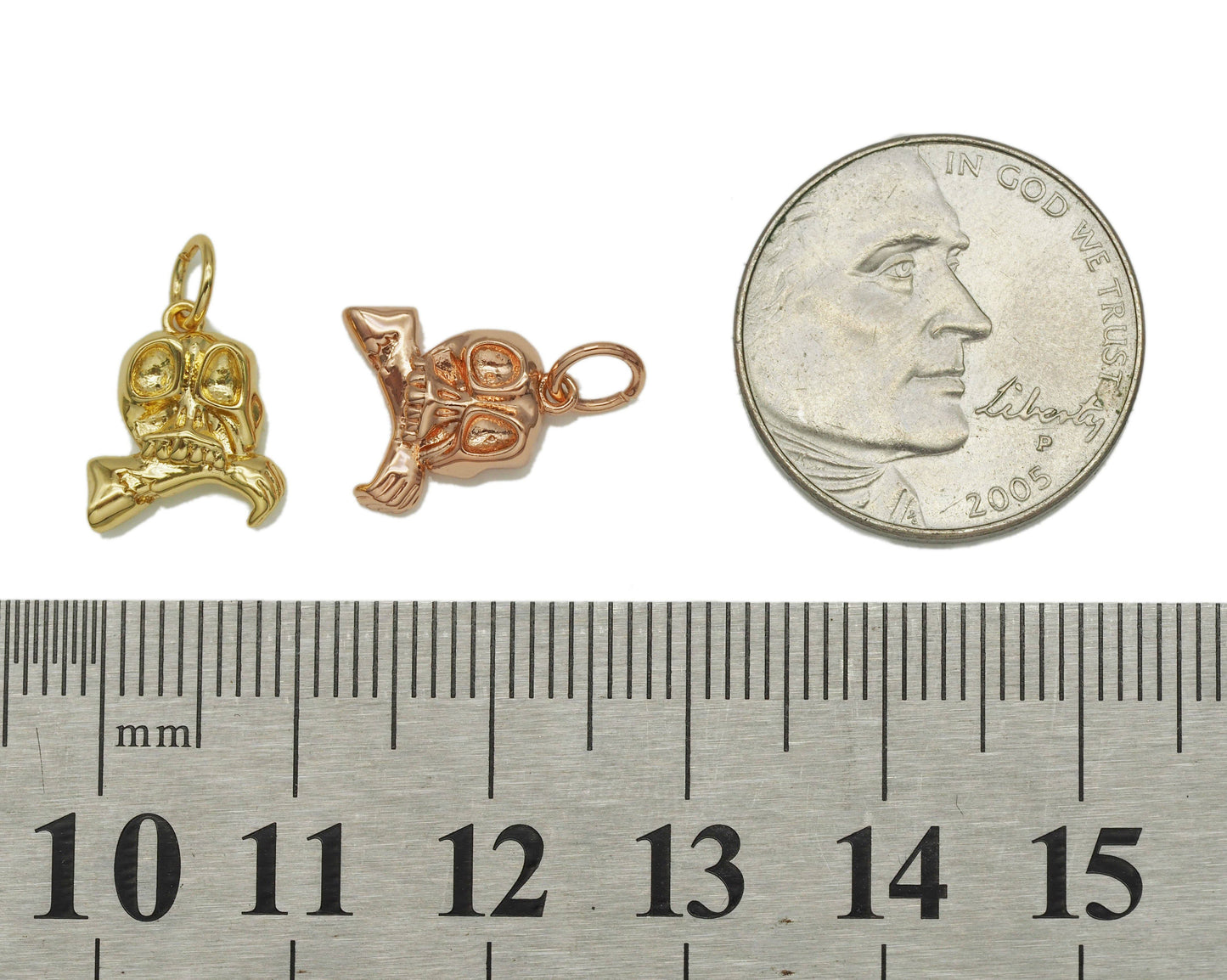 CZ Halloween Skull Charm, Sku#Y668