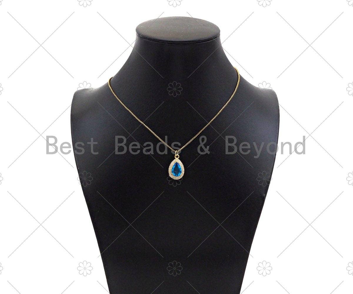 Gold Filled Big Colorful CZ Micro Pave Teardrop Shape Pendant, 18K Gold Filled Teardrop Charm, Necklace Bracelet Pendant,13x21mm,Sku#LK366