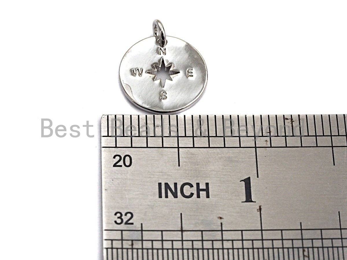 Hollow Out North Star on Disc Pendant/Charm,Flat Sheet Copper CZ Pendant, Silver/Gold/Black Tone,15x15mm,Sku#Z460