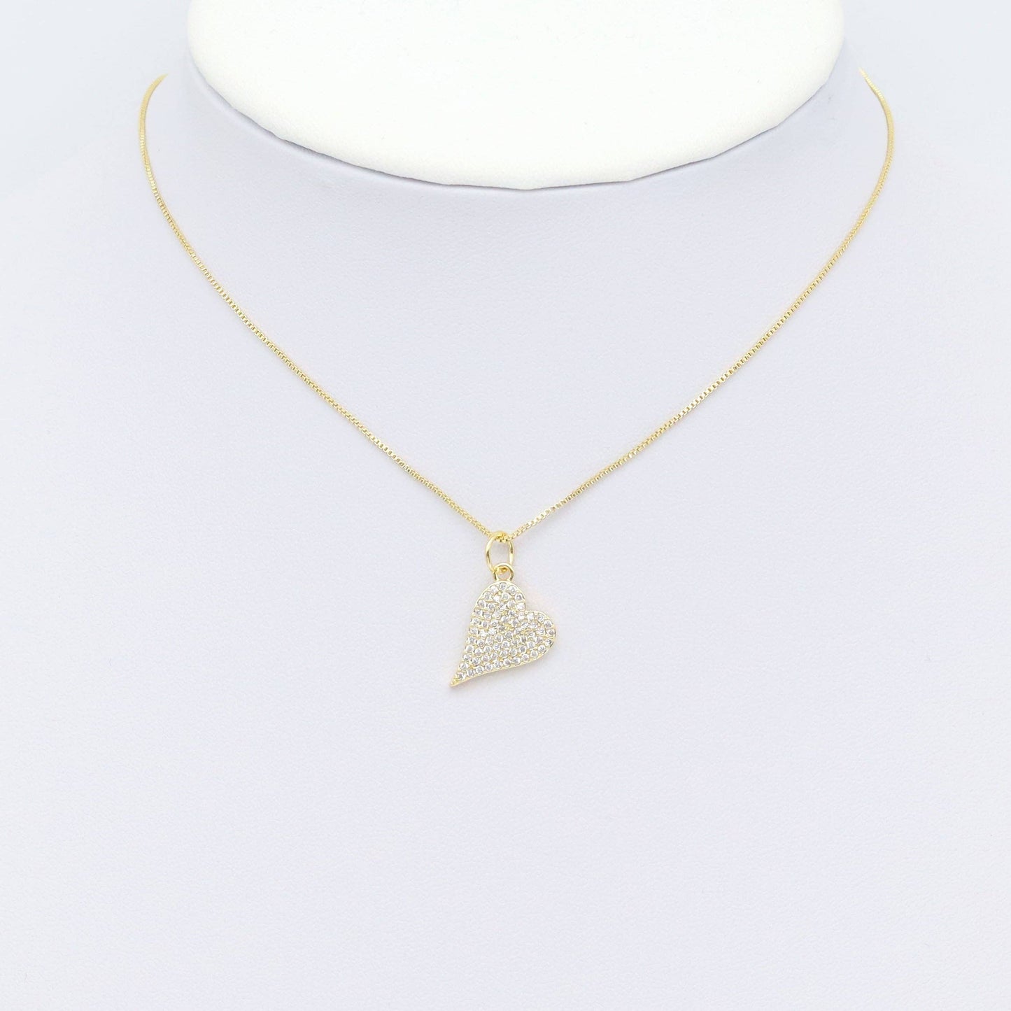 Gold Clear CZ Heart Shape Charm, Sku#LX457