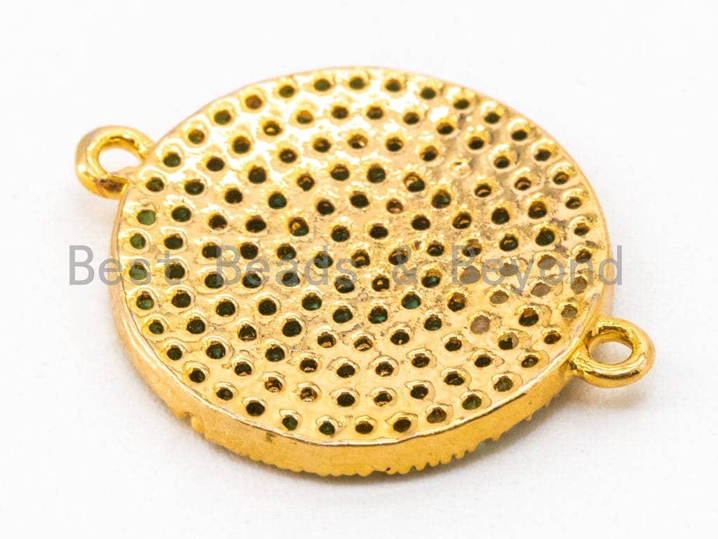 CZ Micro Pave Green Round Disc Connector, 16x20mm, SKU#A44