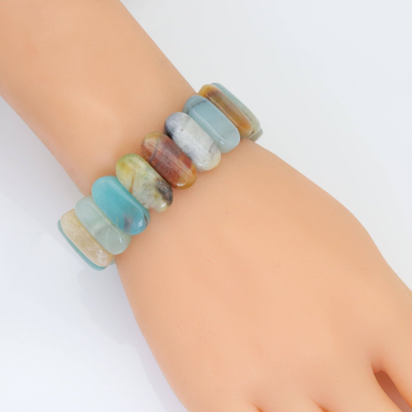 10x20mm Amazonite Rectangle Stretchy Bracelet, Sku#U1997