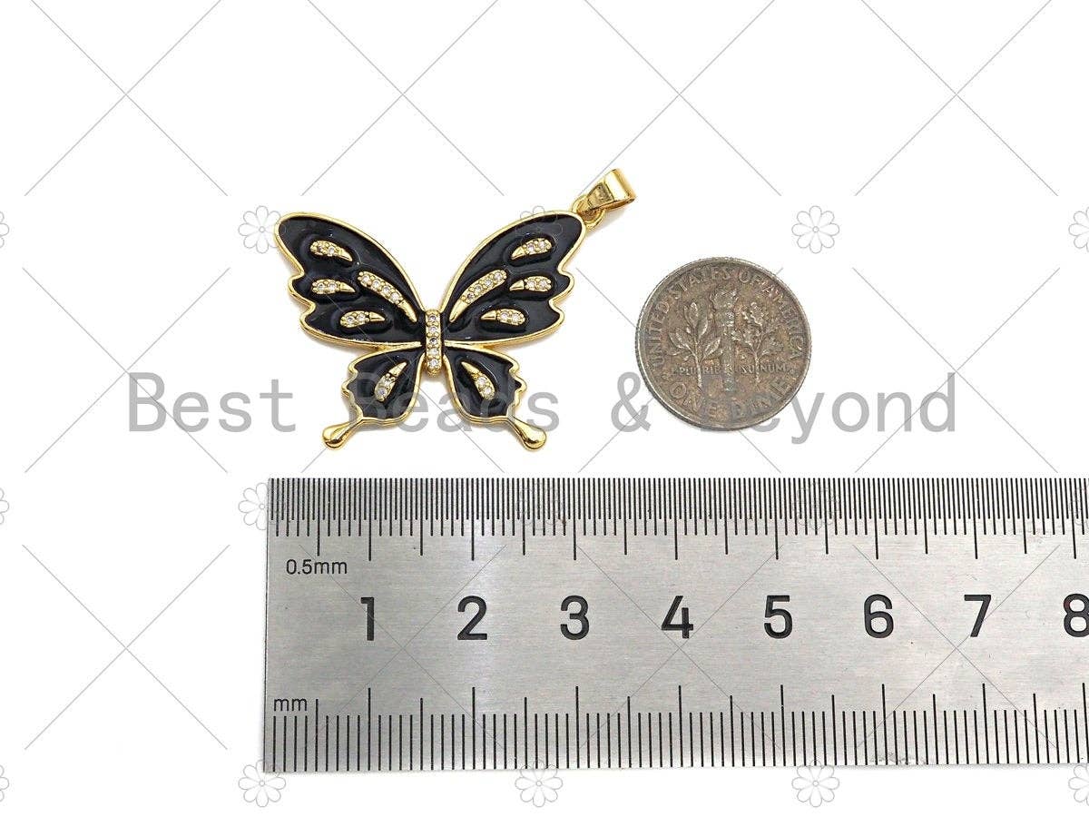 Enamel Colorful Butterfly Shape Charm,CZ Micro Pave Enamel Pendant,Enamel Jewelry,24x33mm,Sku#LK273