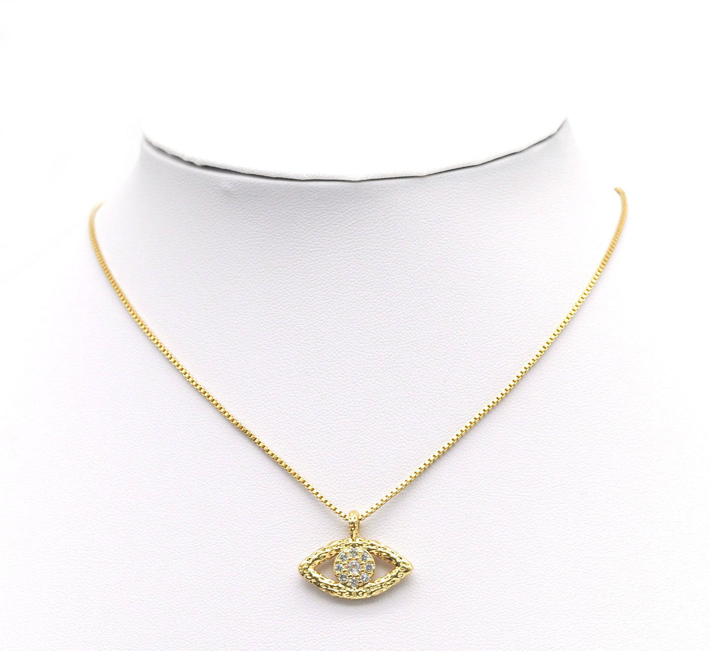 CZ Pave hammered Evil Eye Charm, Sku#L651