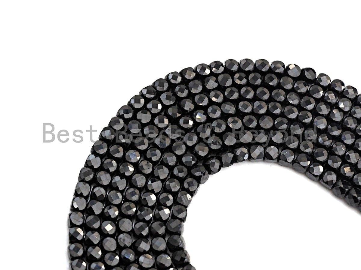 High Quality Black Spinel Cube Beads, 4mm Black Spinel Facted Cube Beads, 16" Full strand, sku#U780