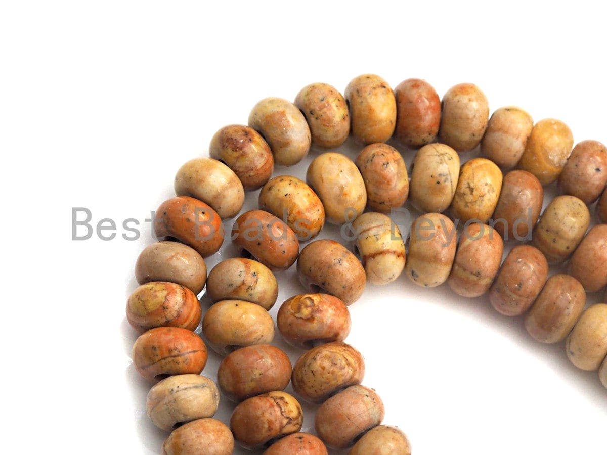 2mm Large Hole Natural Rhodonite Beads, Rondelle Smooth 6x10mm/5x8mm, 8" Long Strands, sku#U704