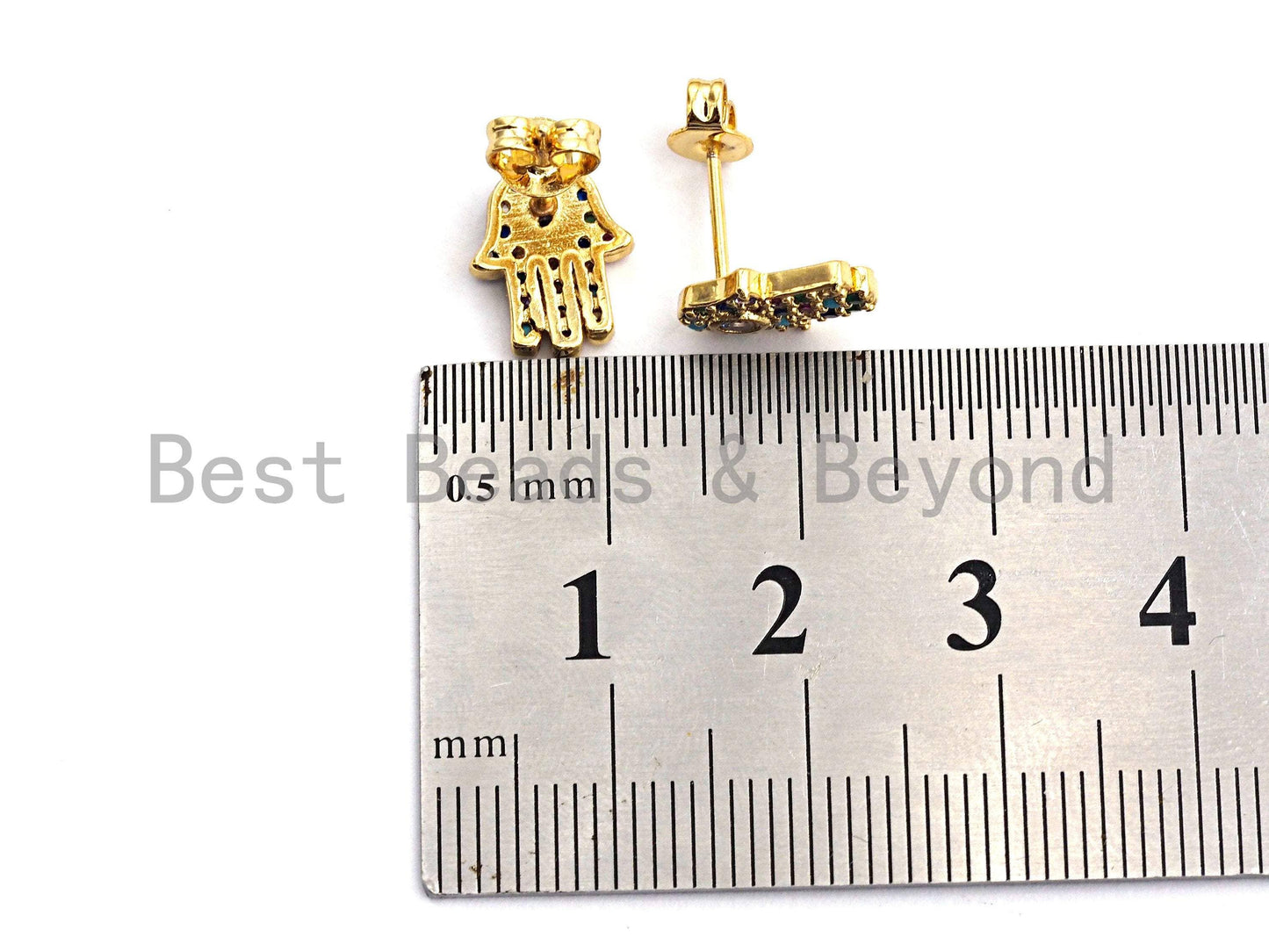 Clorful CZ Cute Hamsa Hand Stud Earring, Sku#J83