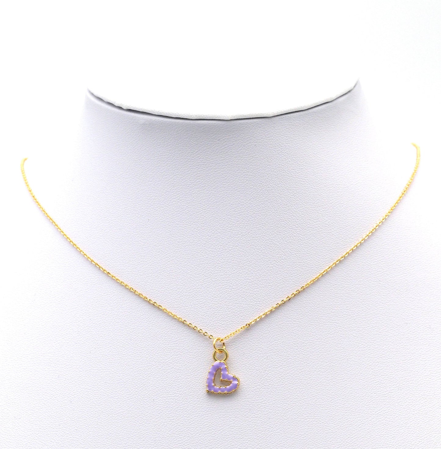 CZ Gold Colorful Enamel Open Heart Charm, Sku#B334C