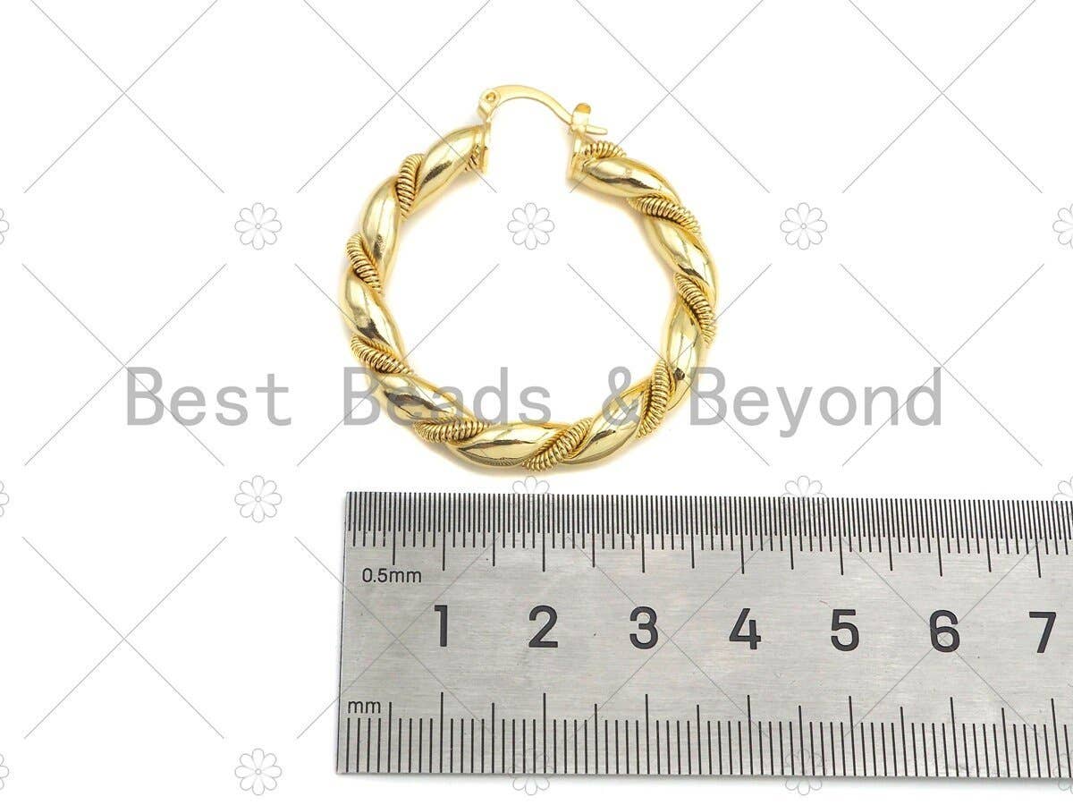 Gold Twisted Hoop Earrings, Sku#J310