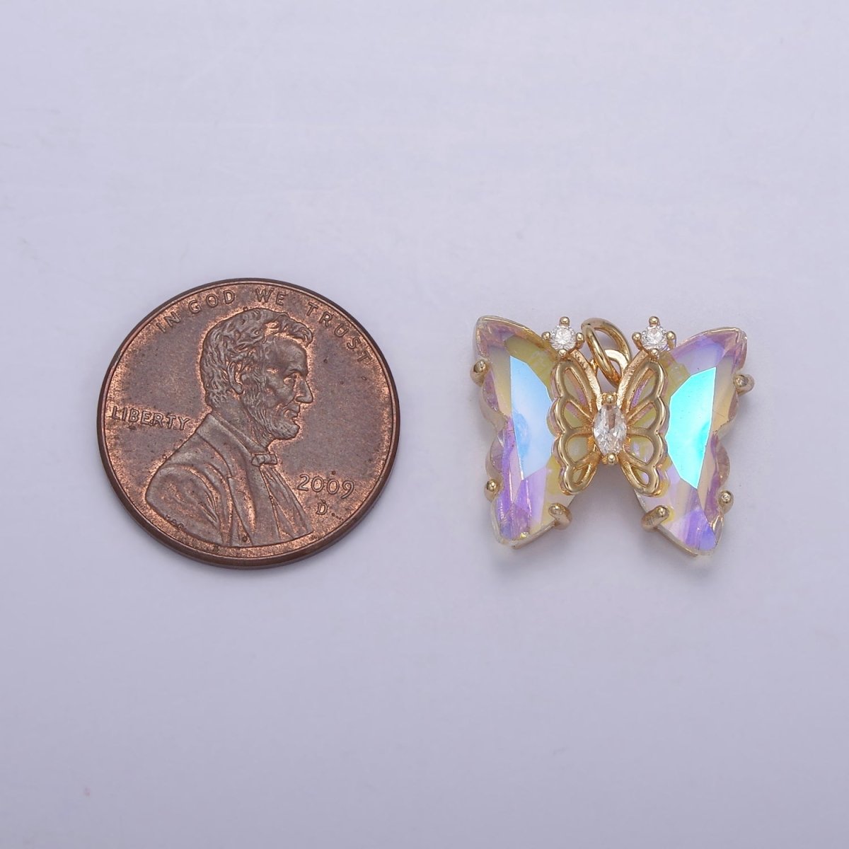 AB Color Butterfly Charm Glass Crystal Monarch Pendant Add on Charm for Bracelet Necklace Earring N-855