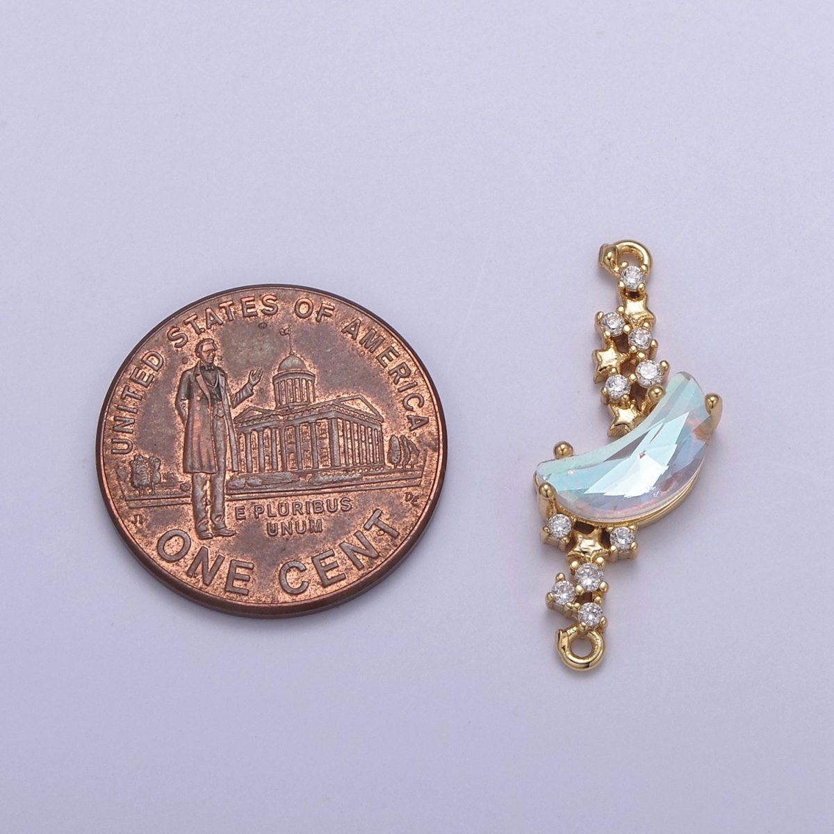 AB Dream Crescent Moon Charm Connector for Celestial Bracelet Necklace Component F-801