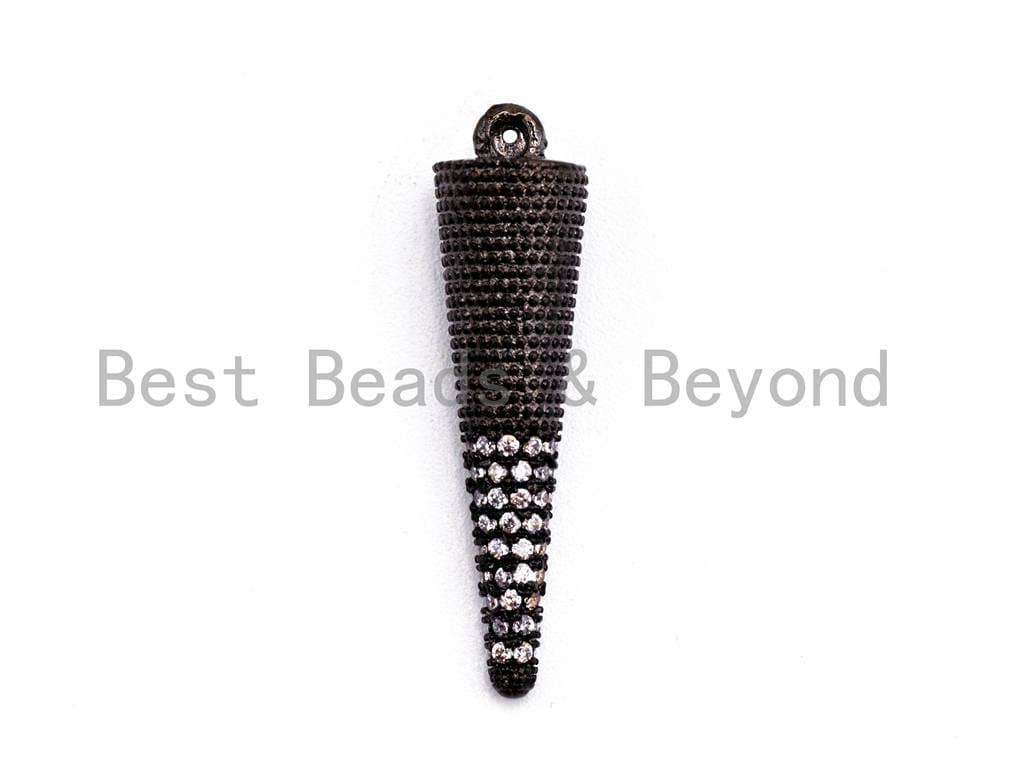 CZ Micro Pave Spike Charm, Pave Spike Charm, Cone Charm, Pave Cone Charm, Jewelry Supplies, DIY Jewelry, Spike Pendants, 28x7mm,sku#F358