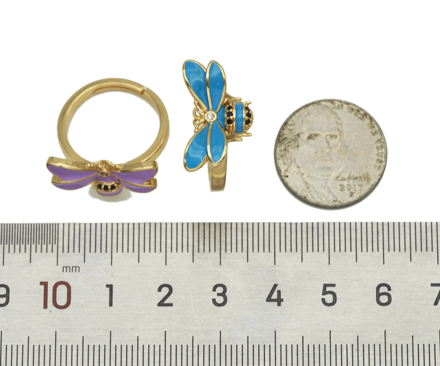 CZ Enamel Bee Adjustable Ring, Sku#O87