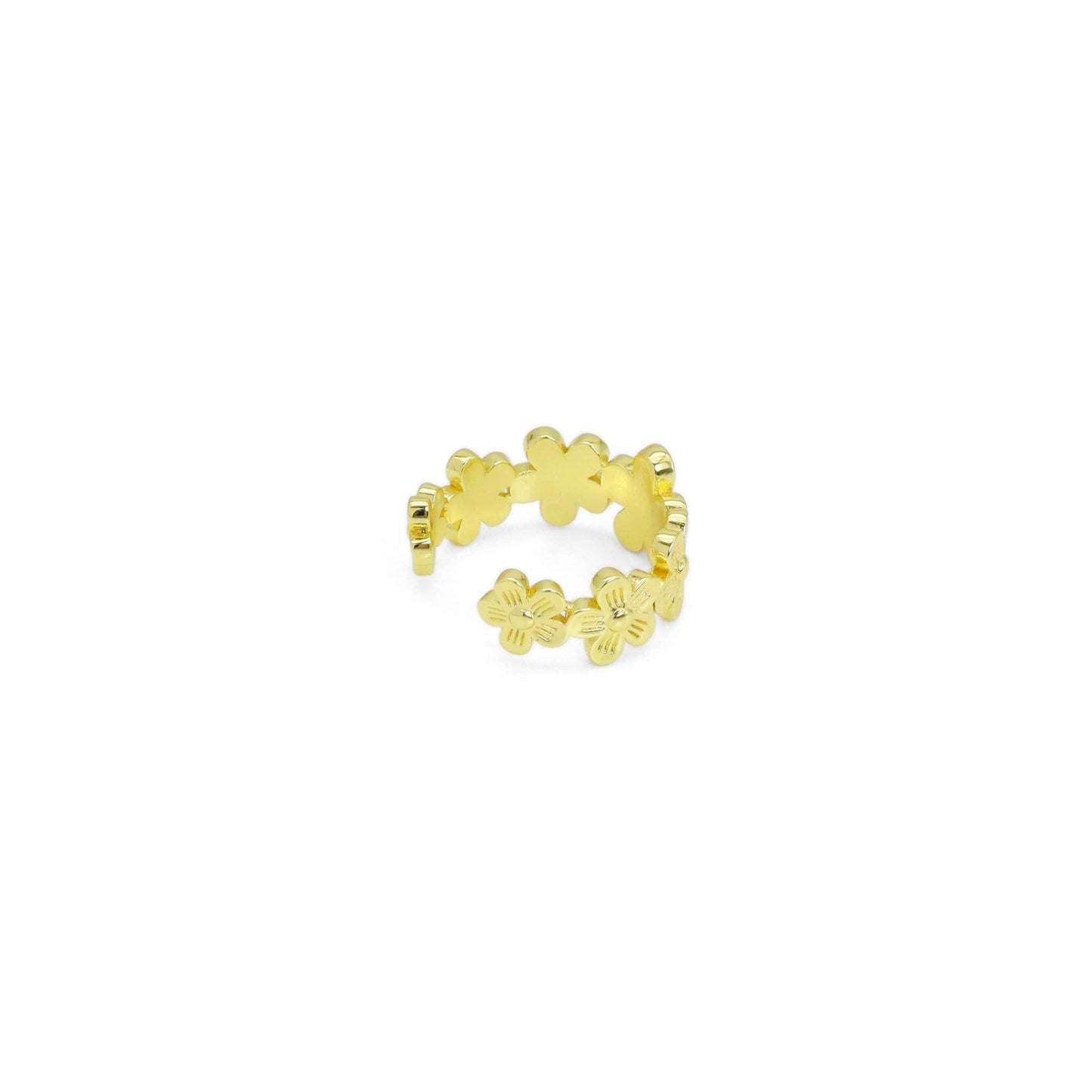 String Flower Shape Gold Silver Adjustable Ring, Sku#A197