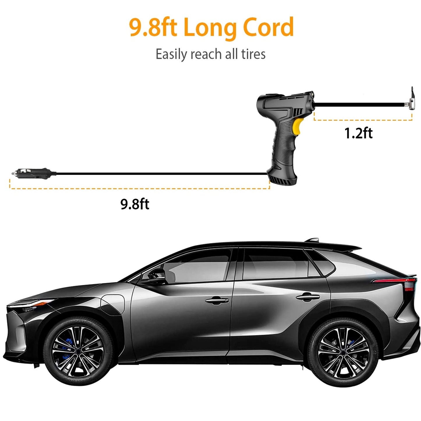 Portable Car Tire Inflator for Auto Use and Quick Inflate