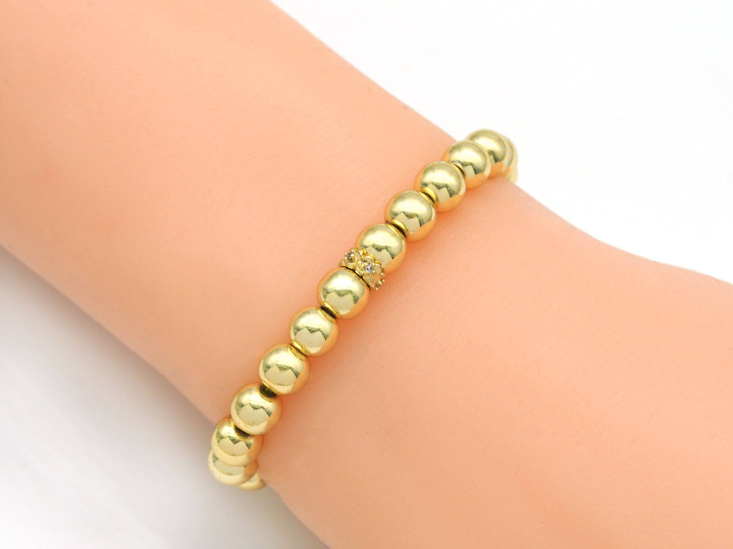 CZ Roundelle Gold Silver Spacer, Sku#B342