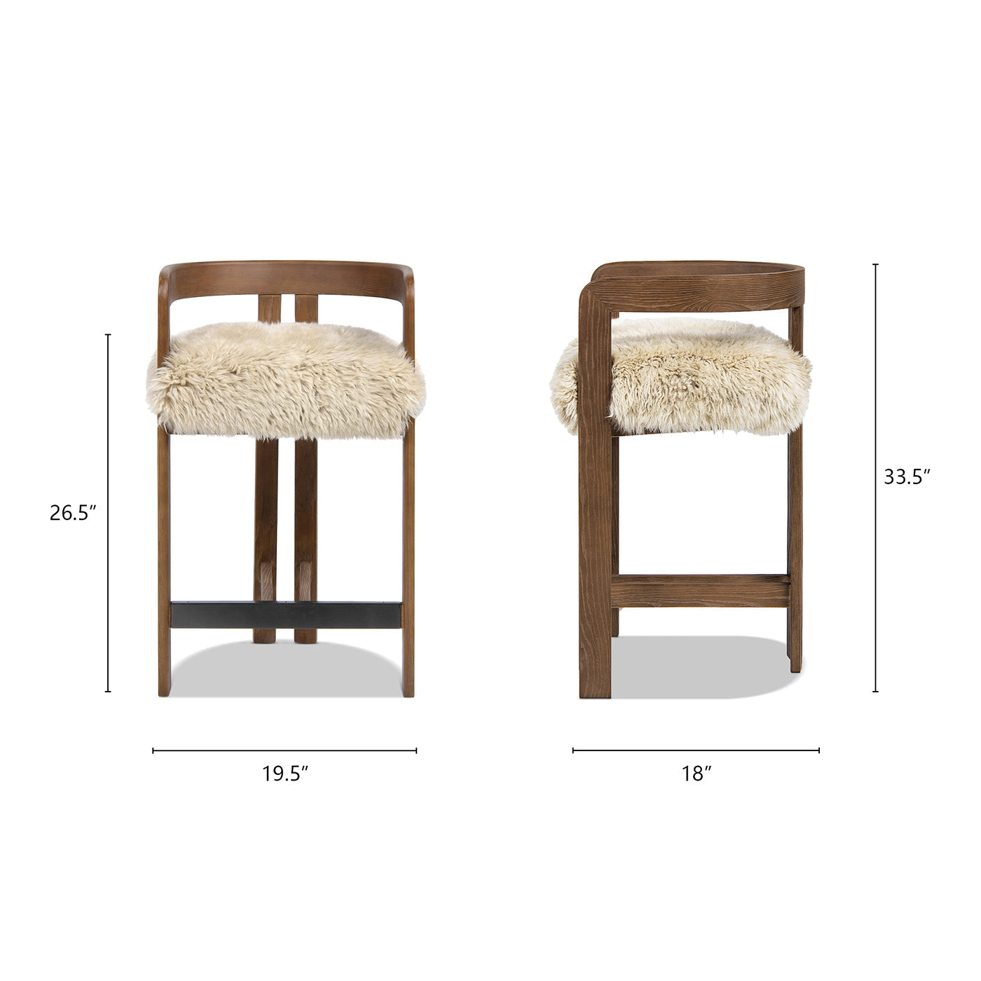 Millwick 26.5" Low Back Genuine Fur Stool