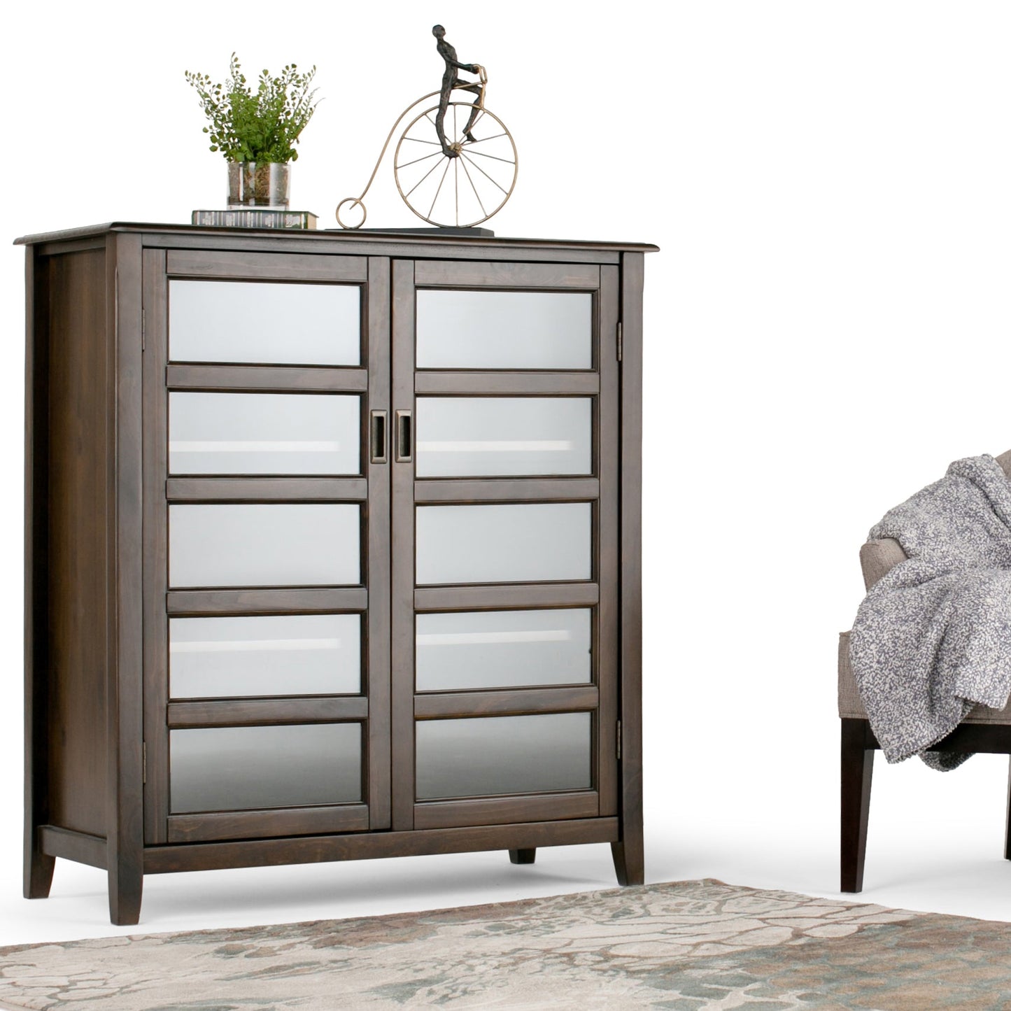 Burlington 40 Inch Wide Solid Wood Medium Storage Cabinet in Mahogany