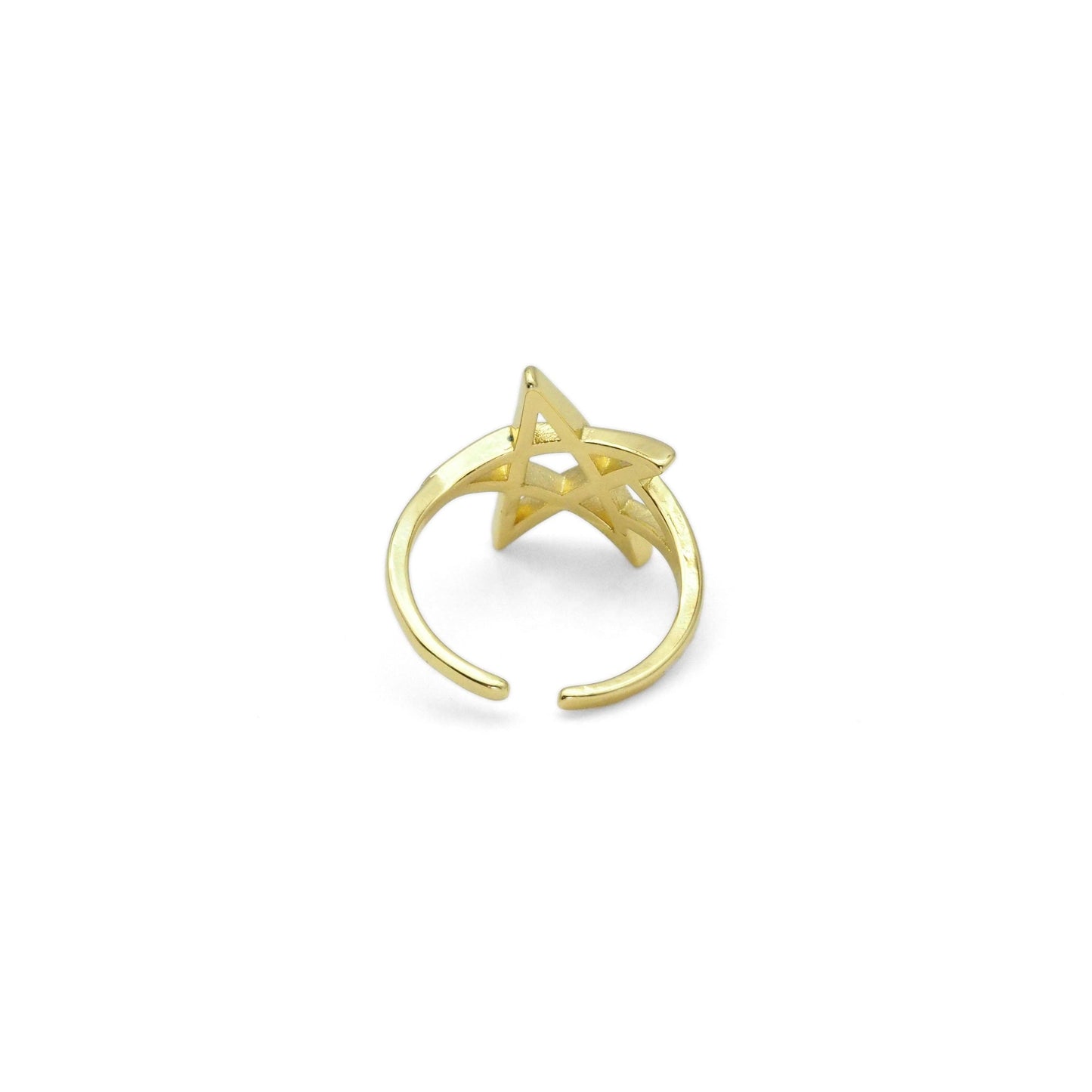Gold David Star Adjustable Ring, Sku#LK872