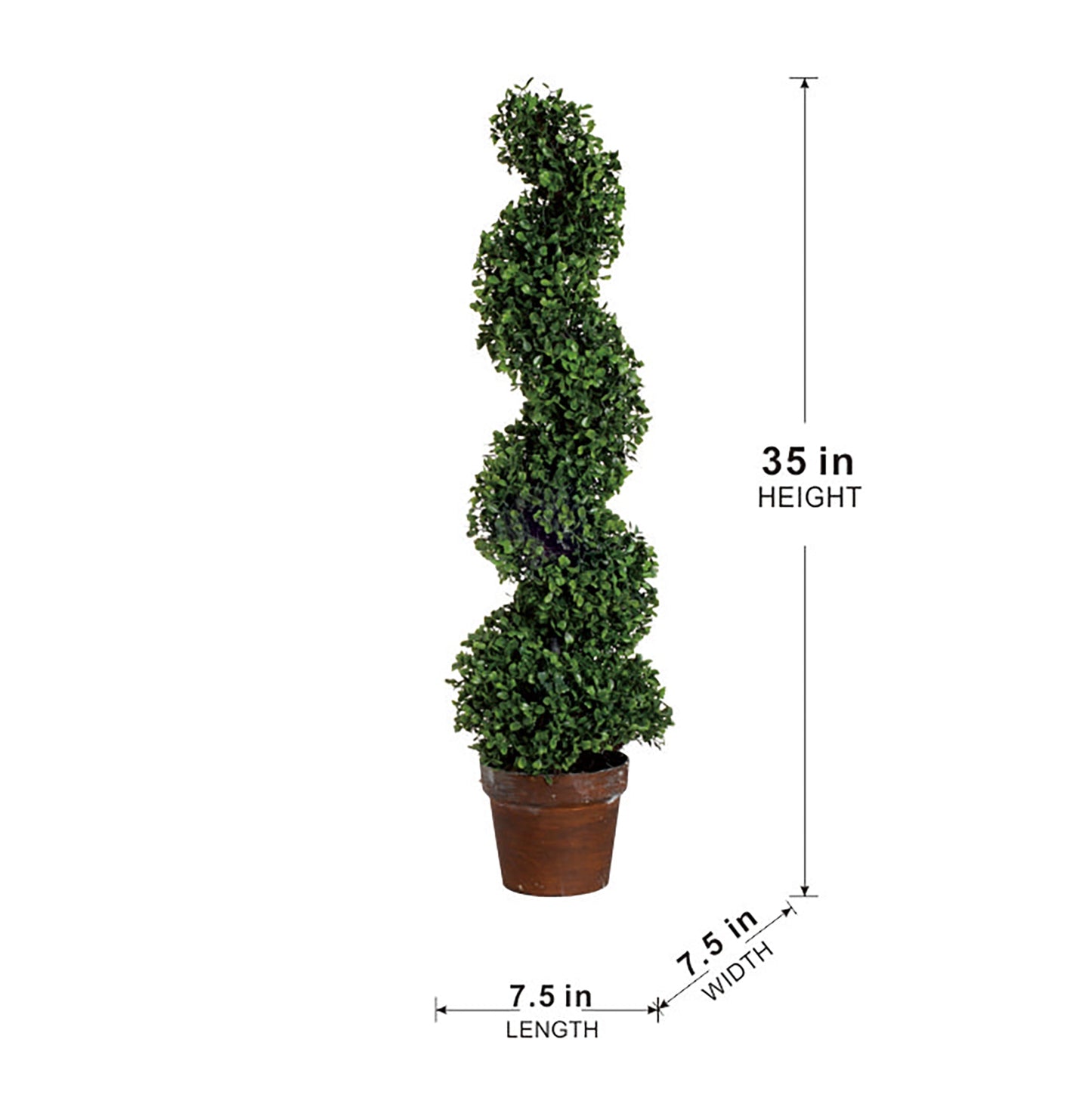 7.5x7.5x35" 3 Foot Tall Artificial Spiral Boxwood Tree