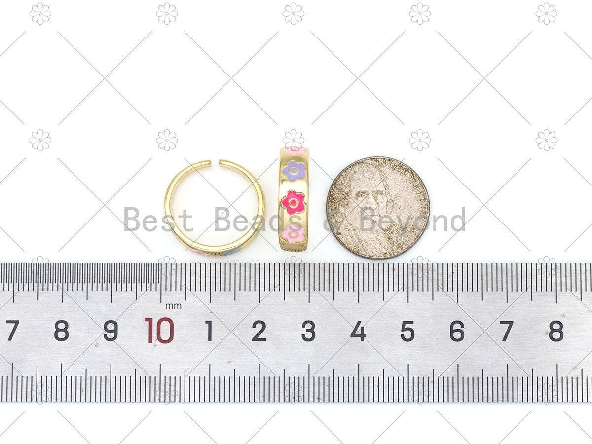 Colorful Enamel Flower On Round Adjustable Ring, Sku#LD160