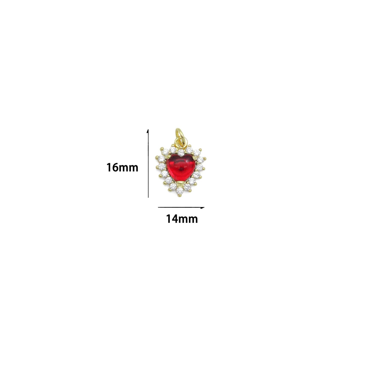 Various Stone Heart shape Gold Charm Pendant,Sku#LD739