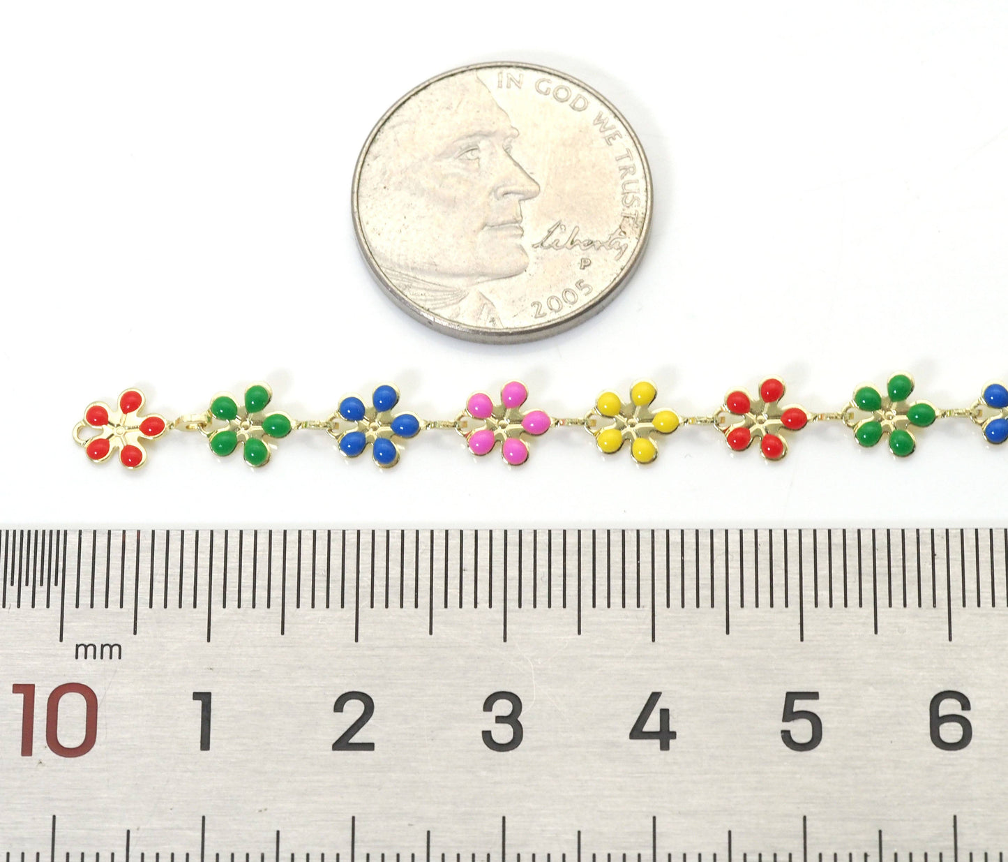 Gold Dainty Enamel Flower Chain by Yard/Necklace,sku#LS12