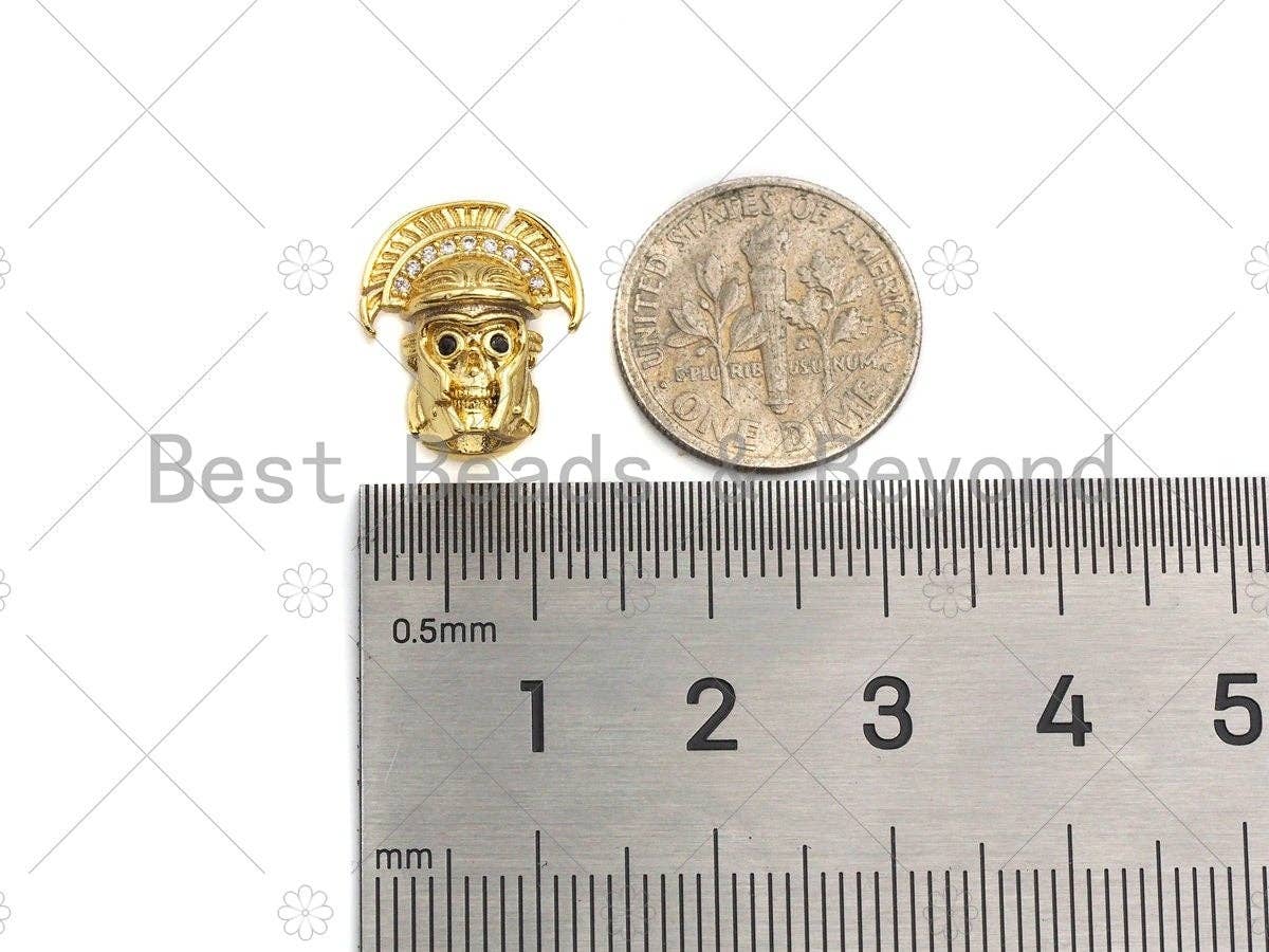 CZ Micro Pave Indian Head Spacer Beads, Cubic Zirconia American Inidan Head Beads, 10x13x14mm,sku#LK92