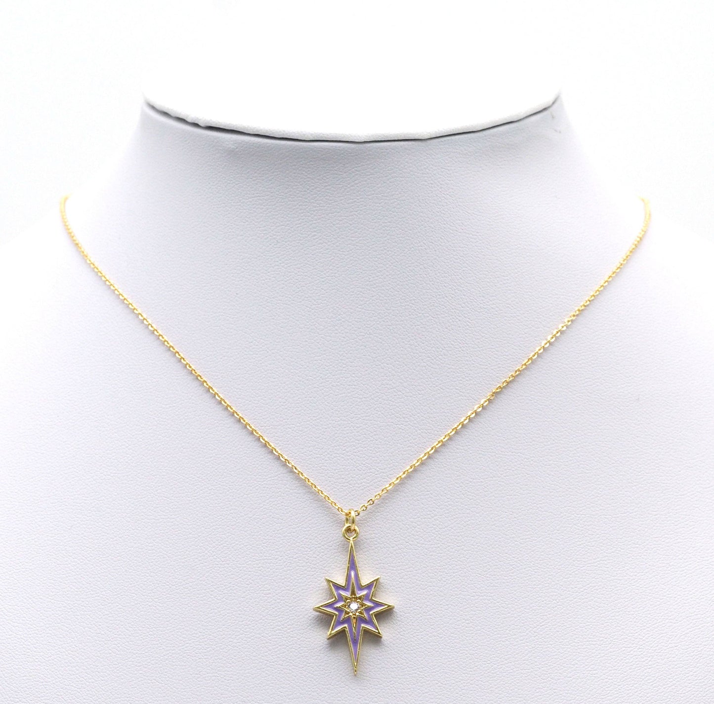Gold CZ Enamel North Star Charm, Sku#L710