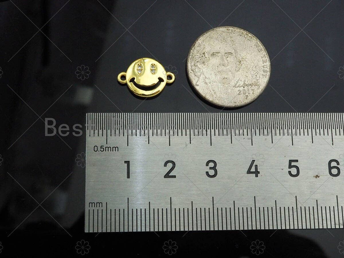 Gold Filled CZ Micro Pave Cute Smiley Face Shape Connector,1