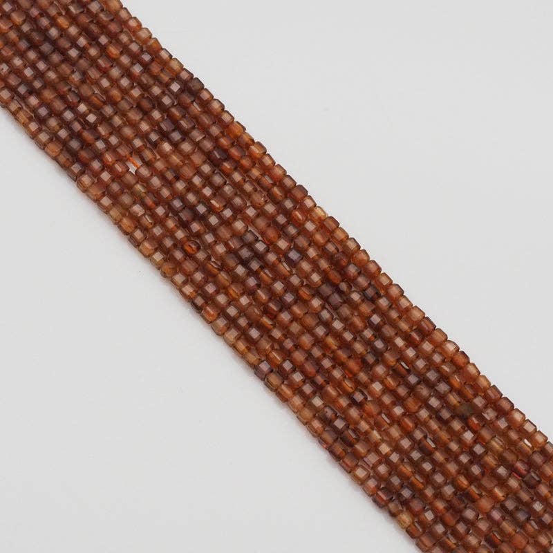 Genuine Garnet Faceted Cube Beads, 2.5mm, Sku#U1549