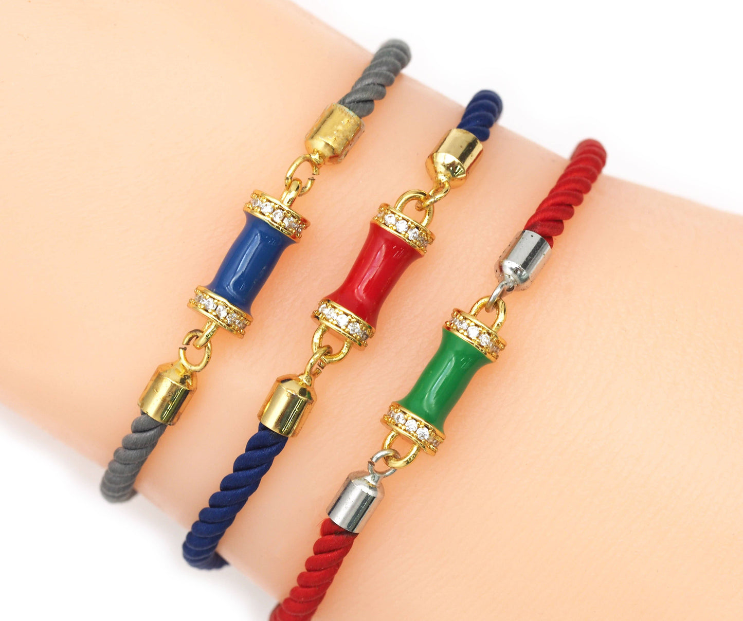 CZ Enamel Tube Shape Connector, Sku#LK595