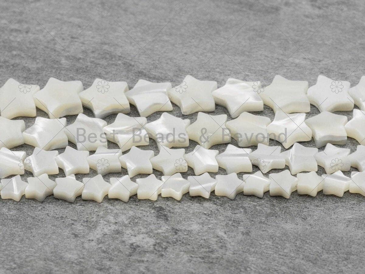 Quality White Shell Five Point Star Shape Beads, 6mm/8mm/10mm/12mm/15mm Mother of Pearl Beads, 15.5'' Full Strand, Sku#T12