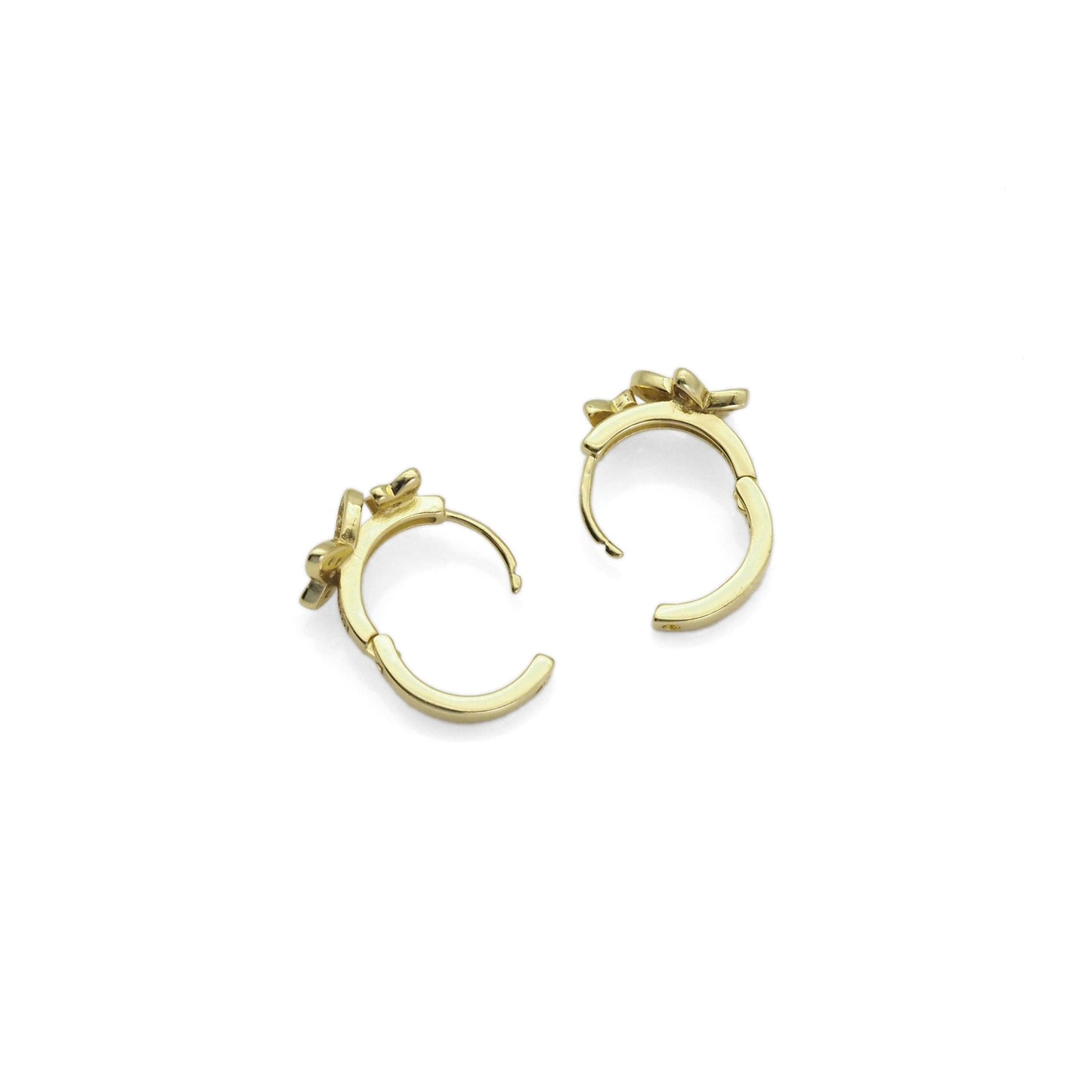 Gold Butterfly CZ Round Ring Hoop Earrings, Sku#Y819