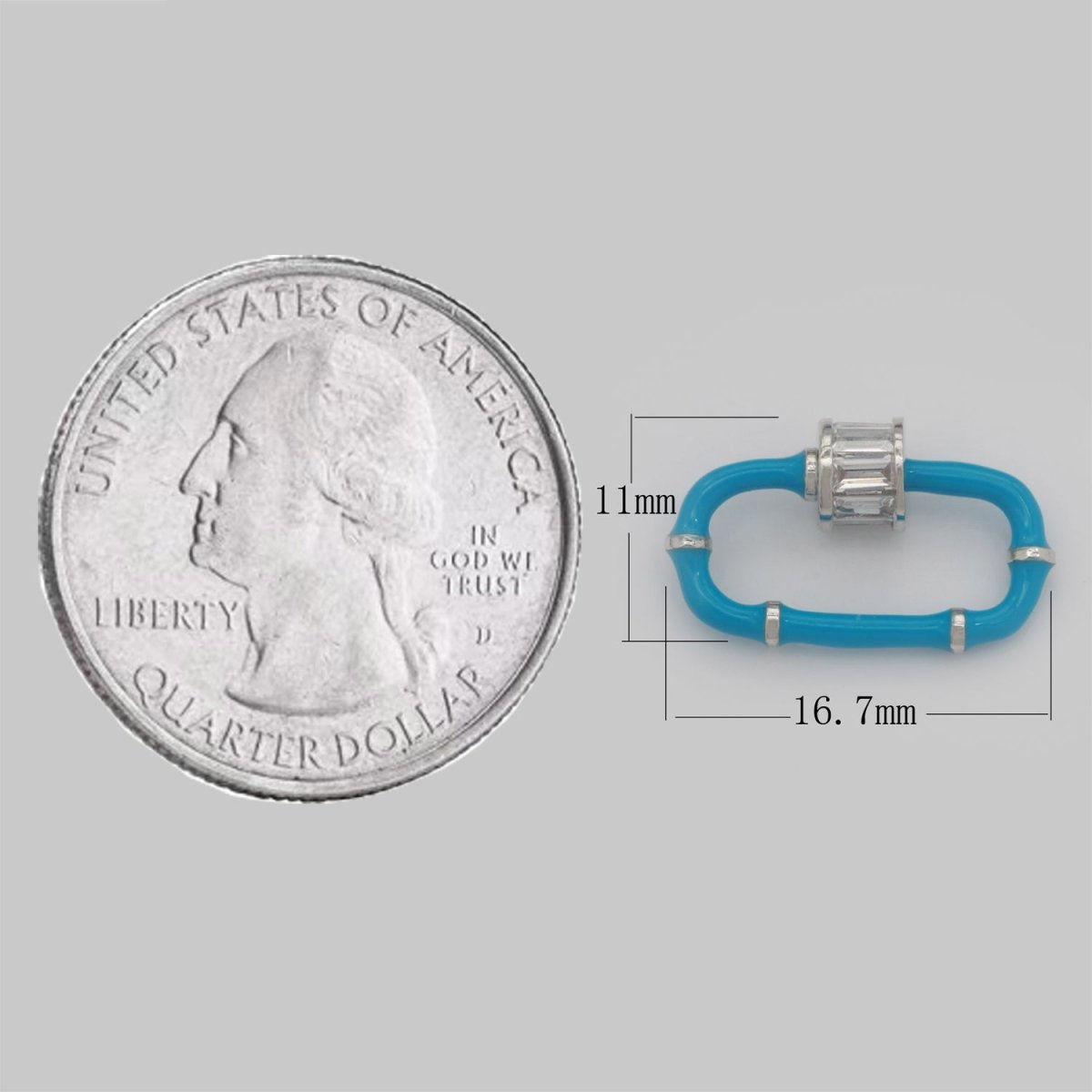 Baguette Oval Enamel Clasps, Color Oval Clasps, CZ Screw Lock Enamel Link Connector L-518~L-529