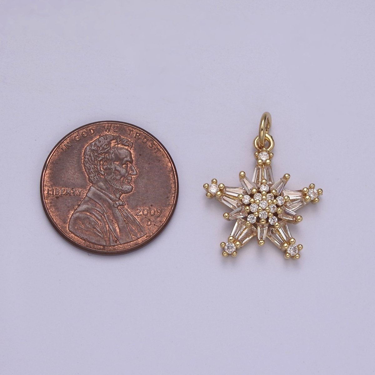 Baguette Star Pendant, CZ star charm for jewelry making, Celestial charm for necklace, Bracelet, earring 14k Gold Filled Finding N-852