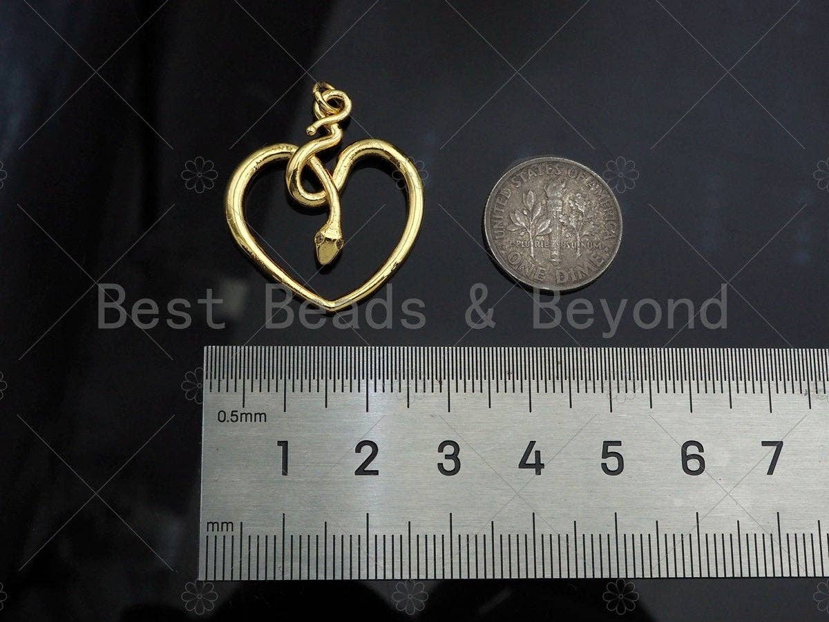 Snake Heart Shape Pendant/Charm,Cubic Zirconia Pave Snake Eye, Snake Heart Necklace Bracelet Charm Pendant,25x30mm, Sku#L469