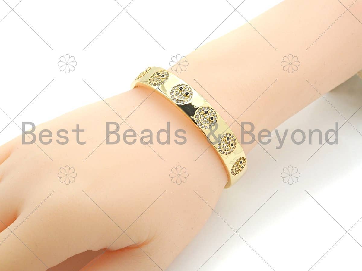 Pave Smiley Face Open Cuff Bracelet, LK353