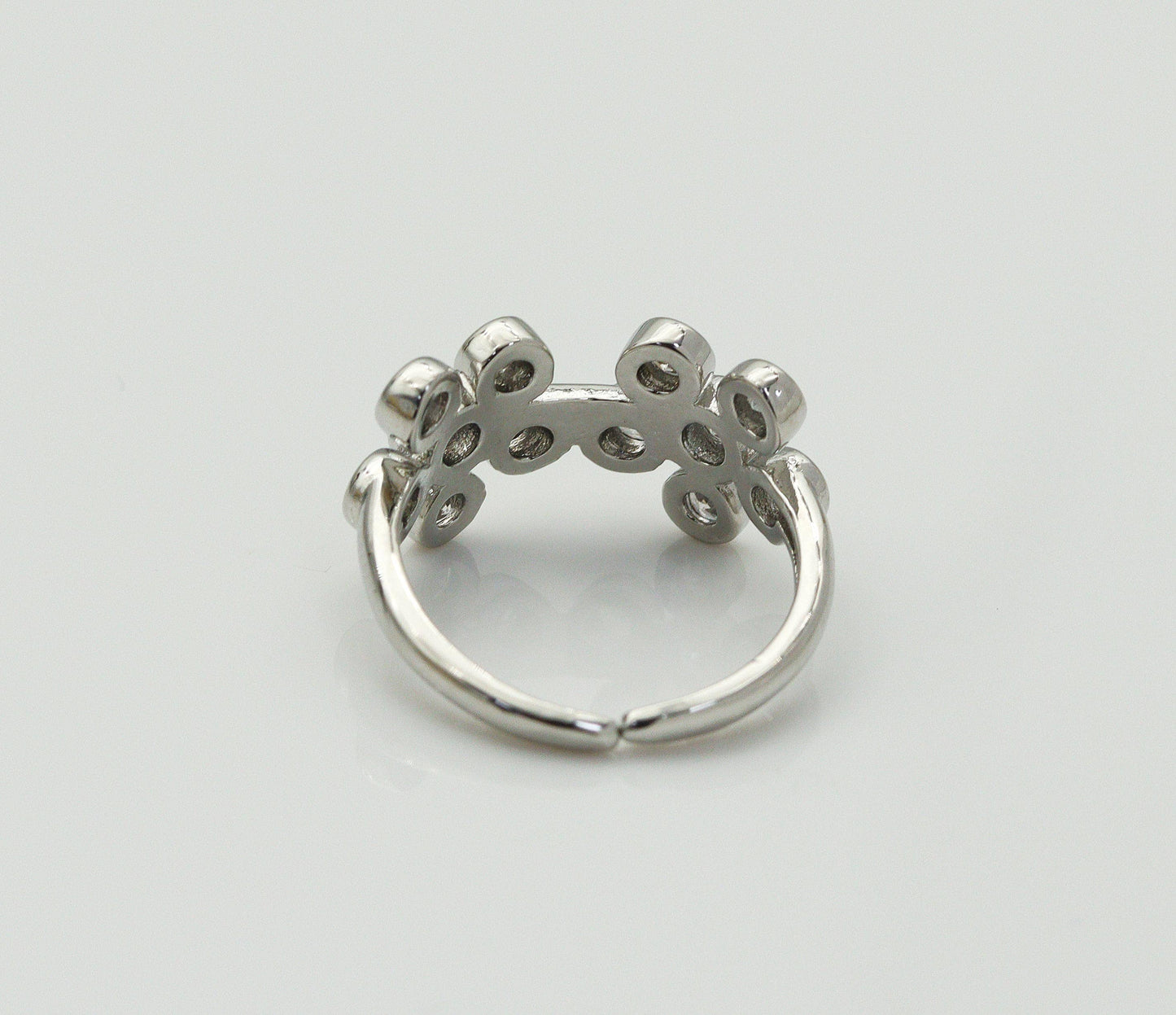 CZ Flower Adjustable Ring, Sku#B184