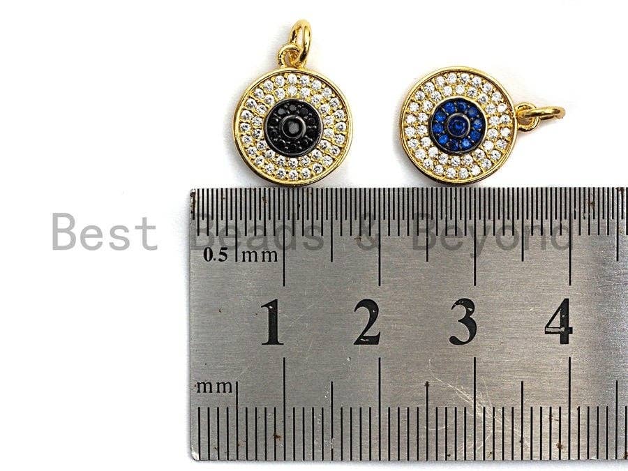 CZ Micro Pave Round Disc Pendant, Green/Black/Fuchsia/Cobalt Cubic Zirconia Big Pave Disc Charm Pendant, 13x15mm,sku#F894