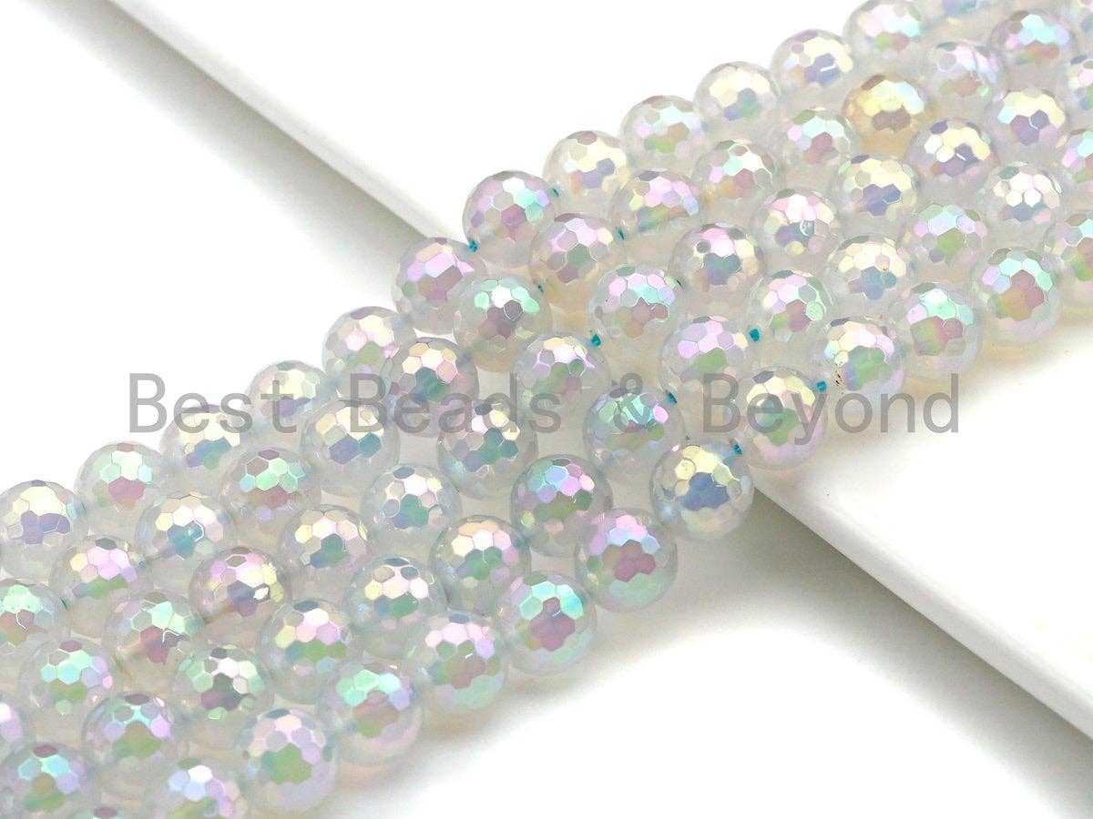 Mystic Plated Rainbow White Agate Beads, Sku#UA59