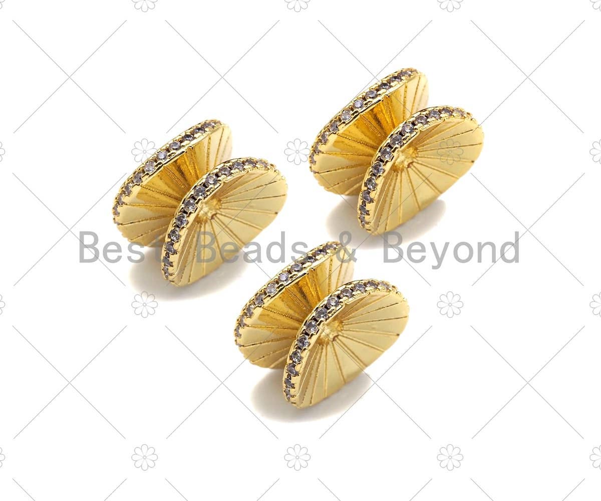 Gold Silver CZ Wheel Shape Pendant/Charm, SKU#323